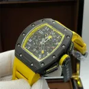 Часы Richard Mille RM 011 Automatic Flyback Chronograph Carbon on Yellow Rubber Strap 310212