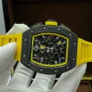 Часы Richard Mille RM 011 Automatic Flyback Chronograph Carbon on Yellow Rubber Strap 310212