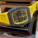 Часы Richard Mille RM 011 Automatic Flyback Chronograph Carbon on Yellow Rubber Strap 310212