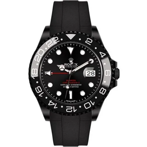 Часы Black PVD Rolex GMT Master II Red Rubber Blaken Version 021123