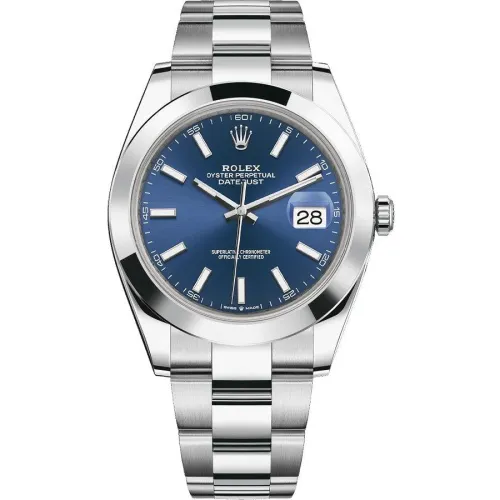 Часы Rolex Datejust 41 Steel Smooth Bezel Oyster 126300 Blue 020451