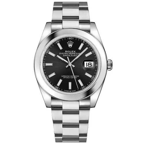 Часы Rolex Datejust 41 Steel Smooth Bezel Oyster 126300 Black 020453