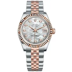 Часы Rolex Datejust 31 Everose Rolesor Fluted Bezel Jubilee 178271 mother of pearl diamond dial 020237