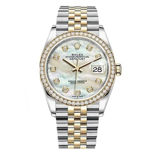 Часы Rolex Datejust 36 White mother-of-pearl set with diamonds 126283RBR 020300