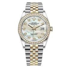 Часы Rolex Datejust 36 White mother-of-pearl set with diamonds 126283RBR 020301