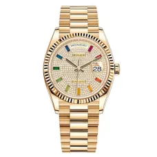 Часы Rolex Day-Date Ladies Diamond-paved 10 baguette rainbow sapphires 128238 020669