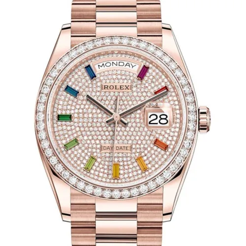 Часы Rolex 128345RBR Diamond-paved rainbow sapphires 020685