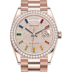 Часы Rolex 128345RBR Diamond-paved rainbow sapphires 020686